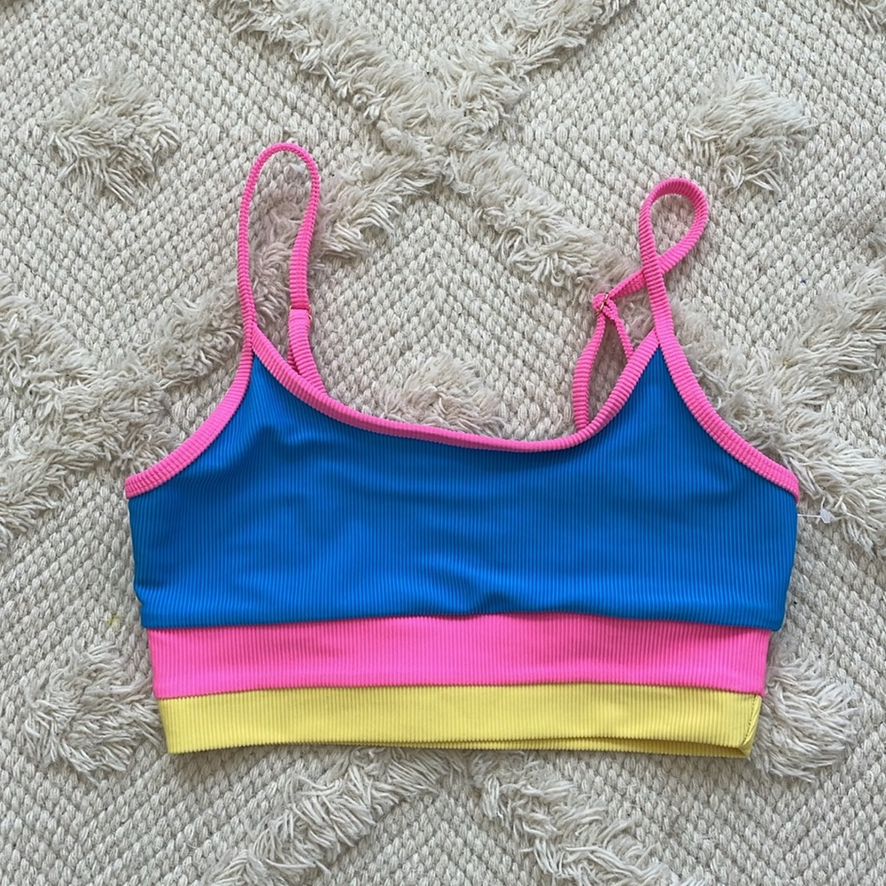 New Beach Riot Eva Colorblock Ribbed Bikini Top - Picture 3 of 5